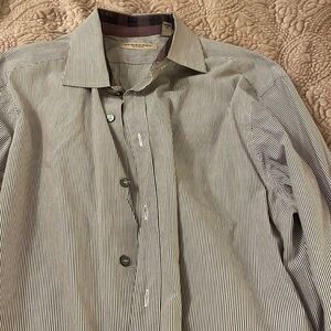 Burberry Black and White Striped Dress Shirt